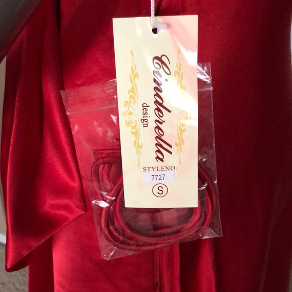 Cinderella Strapless Red Bridesmaid Prom Gown - Picture 7 of 8